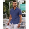 image:imageCOOFANDY Mens Short Sleeve Button Down Shirts Wrinkle Free Dress Shirts Casual Polka Dot Print Shirt with PocketBlue Plaidsquare