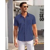 image:imageCOOFANDY Mens Short Sleeve Button Down Shirts Wrinkle Free Dress Shirts Casual Polka Dot Print Shirt with PocketBlue Plaidsquare