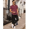 image:imageCOOFANDY Mens Short Sleeve Button Down Shirts Wrinkle Free Dress Shirts Casual Polka Dot Print Shirt with PocketWine Redsquare