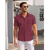 image:imageCOOFANDY Mens Short Sleeve Button Down Shirts Wrinkle Free Dress Shirts Casual Polka Dot Print Shirt with PocketWine Redsquare