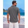 image:imageCOOFANDY Mens Short Sleeve Casual Button Down Shirts Summer Beach Wedding Textured Linen Shirt for MenAdark Grey