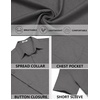 image:imageCOOFANDY Mens Short Sleeve Casual Button Down Shirts Summer Beach Wedding Textured Linen Shirt for MenAdark Grey