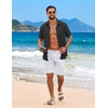 image:imageCOOFANDY Mens Short Sleeve Casual Button Down Shirts Summer Beach Wedding Textured Linen Shirt for MenBlack