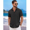 image:imageCOOFANDY Mens Short Sleeve Casual Button Down Shirts Summer Beach Wedding Textured Linen Shirt for MenBlack