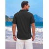 image:imageCOOFANDY Mens Short Sleeve Casual Button Down Shirts Summer Beach Wedding Textured Linen Shirt for MenBlack