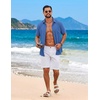 image:imageCOOFANDY Mens Short Sleeve Casual Button Down Shirts Summer Beach Wedding Textured Linen Shirt for MenBlue