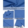 image:imageCOOFANDY Mens Short Sleeve Casual Button Down Shirts Summer Beach Wedding Textured Linen Shirt for MenBlue