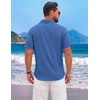 image:imageCOOFANDY Mens Short Sleeve Casual Button Down Shirts Summer Beach Wedding Textured Linen Shirt for MenBlue