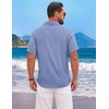image:imageCOOFANDY Mens Short Sleeve Casual Button Down Shirts Summer Beach Wedding Textured Linen Shirt for MenDenim Blue