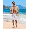 image:imageCOOFANDY Mens Short Sleeve Casual Button Down Shirts Summer Beach Wedding Textured Linen Shirt for MenKhaki