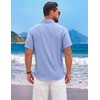 image:imageCOOFANDY Mens Short Sleeve Casual Button Down Shirts Summer Beach Wedding Textured Linen Shirt for MenLight Blue