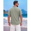 image:imageCOOFANDY Mens Short Sleeve Casual Button Down Shirts Summer Beach Wedding Textured Linen Shirt for MenLight Green