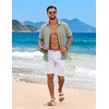 image:imageCOOFANDY Mens Short Sleeve Casual Button Down Shirts Summer Beach Wedding Textured Linen Shirt for MenLight Green