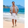 image:imageCOOFANDY Mens Short Sleeve Casual Button Down Shirts Summer Beach Wedding Textured Linen Shirt for MenLight Grey