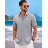 image:imageCOOFANDY Mens Short Sleeve Casual Button Down Shirts Summer Beach Wedding Textured Linen Shirt for MenLight Grey