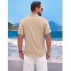 image:imageCOOFANDY Mens Short Sleeve Casual Button Down Shirts Summer Beach Wedding Textured Linen Shirt for MenLight Khaki
