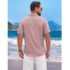 image:imageCOOFANDY Mens Short Sleeve Casual Button Down Shirts Summer Beach Wedding Textured Linen Shirt for MenPink