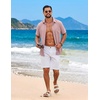 image:imageCOOFANDY Mens Short Sleeve Casual Button Down Shirts Summer Beach Wedding Textured Linen Shirt for MenPink