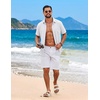 image:imageCOOFANDY Mens Short Sleeve Casual Button Down Shirts Summer Beach Wedding Textured Linen Shirt for MenWhite