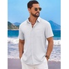 image:imageCOOFANDY Mens Short Sleeve Casual Button Down Shirts Summer Beach Wedding Textured Linen Shirt for MenWhite