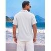 image:imageCOOFANDY Mens Short Sleeve Casual Button Down Shirts Summer Beach Wedding Textured Linen Shirt for MenWhite