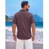 image:imageCOOFANDY Mens Short Sleeve Casual Button Down Shirts Summer Beach Wedding Textured Linen Shirt for MenWine Red