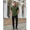 image:imageCOOFANDY Mens Short Sleeve Dress Shirts Stretch Wrinkle Free Untucked Casual Button Down ShirtArmy Green