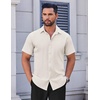 image:imageCOOFANDY Mens Short Sleeve Dress Shirts Stretch Wrinkle Free Untucked Casual Button Down ShirtBeige