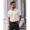 image:imageCOOFANDY Mens Short Sleeve Dress Shirts Stretch Wrinkle Free Untucked Casual Button Down ShirtBeige