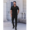image:imageCOOFANDY Mens Short Sleeve Dress Shirts Stretch Wrinkle Free Untucked Casual Button Down ShirtBlack