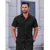 image:imageCOOFANDY Mens Short Sleeve Dress Shirts Stretch Wrinkle Free Untucked Casual Button Down ShirtBlack