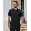 image:imageCOOFANDY Mens Short Sleeve Dress Shirts Stretch Wrinkle Free Untucked Casual Button Down ShirtBlack