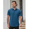 image:imageCOOFANDY Mens Short Sleeve Dress Shirts Stretch Wrinkle Free Untucked Casual Button Down ShirtDark Blue