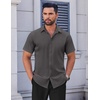 image:imageCOOFANDY Mens Short Sleeve Dress Shirts Stretch Wrinkle Free Untucked Casual Button Down ShirtDark Grey