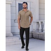image:imageCOOFANDY Mens Short Sleeve Dress Shirts Stretch Wrinkle Free Untucked Casual Button Down ShirtKhaki