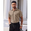 image:imageCOOFANDY Mens Short Sleeve Dress Shirts Stretch Wrinkle Free Untucked Casual Button Down ShirtKhaki