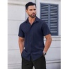 image:imageCOOFANDY Mens Short Sleeve Dress Shirts Stretch Wrinkle Free Untucked Casual Button Down ShirtNavy Blue