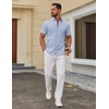 image:imageCOOFANDY Mens Short Sleeve Oxford Shirt Plaid Casual Button Down Shirts Summer Untucked Dress Shirt with Pocket01light Grey Plaid