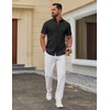 image:imageCOOFANDY Mens Short Sleeve Oxford Shirt Plaid Casual Button Down Shirts Summer Untucked Dress Shirt with PocketBlack