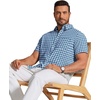 image:imageCOOFANDY Mens Short Sleeve Oxford Shirt Plaid Casual Button Down Shirts Summer Untucked Dress Shirt with PocketBlue Green Plaid
