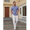 image:imageCOOFANDY Mens Short Sleeve Oxford Shirt Plaid Casual Button Down Shirts Summer Untucked Dress Shirt with PocketDeep Blue