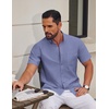 image:imageCOOFANDY Mens Short Sleeve Oxford Shirt Plaid Casual Button Down Shirts Summer Untucked Dress Shirt with PocketDeep Blue