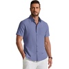 image:imageCOOFANDY Mens Short Sleeve Oxford Shirt Plaid Casual Button Down Shirts Summer Untucked Dress Shirt with PocketDeep Blue