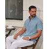image:imageCOOFANDY Mens Short Sleeve Oxford Shirt Plaid Casual Button Down Shirts Summer Untucked Dress Shirt with PocketDenim Blue