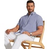 image:imageCOOFANDY Mens Short Sleeve Oxford Shirt Plaid Casual Button Down Shirts Summer Untucked Dress Shirt with PocketGrey White Plaid