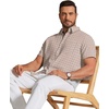 image:imageCOOFANDY Mens Short Sleeve Oxford Shirt Plaid Casual Button Down Shirts Summer Untucked Dress Shirt with PocketKhaki Plaid