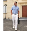 image:imageCOOFANDY Mens Short Sleeve Oxford Shirt Plaid Casual Button Down Shirts Summer Untucked Dress Shirt with PocketLight Blue