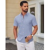 image:imageCOOFANDY Mens Short Sleeve Oxford Shirt Plaid Casual Button Down Shirts Summer Untucked Dress Shirt with PocketLight Blue Plaid