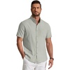 image:imageCOOFANDY Mens Short Sleeve Oxford Shirt Plaid Casual Button Down Shirts Summer Untucked Dress Shirt with PocketLight Green