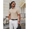 image:imageCOOFANDY Mens Short Sleeve Oxford Shirt Plaid Casual Button Down Shirts Summer Untucked Dress Shirt with PocketLight Khaki